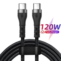 PD 120W Braided Super Fast Charging Cable USB C to Type C Cable