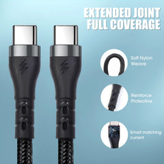 PD 120W Braided Super Fast Charging Cable USB C to Type C Cable