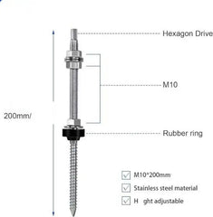 Hanger Bolt Solar Screw 10 x 200mm