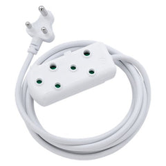 Switched 5m SBS Extension Cable Cord Lead Multiplug - Light Duty - White