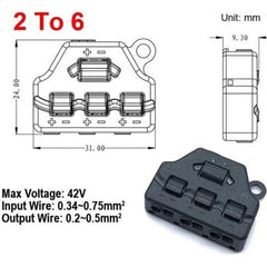 2 In 6 Out Quick-connect Wire Splitter for LED Lights durban-umhlanga Geekware-tech