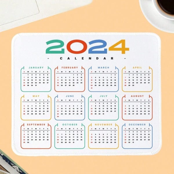 2024 Calendar Design Rectangle Mouse Pad