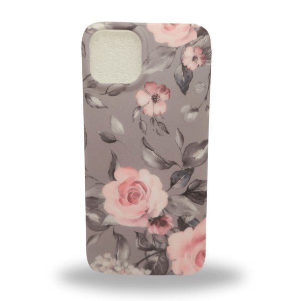 Apple Iphone 13 Grey-Pink Flower Design Case