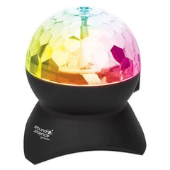 Manhattan Sound Science Bluetooth Disco Light Ball Speaker II - Colorful LED Effects, Integrated Controls, FM Radio, MicroSD Slot, USB-A Port, 3.5 mm AUX Connection, Black