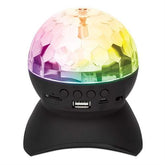 Manhattan Sound Science Bluetooth Disco Light Ball Speaker II - Colorful LED Effects, Integrated Controls, FM Radio, MicroSD Slot, USB-A Port, 3.5 mm AUX Connection, Black