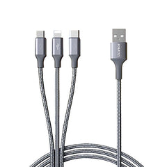 Romoss 3in1 Lightning Charge Sync | Micro USB |Type C to USB 1m Cable – Space Grey