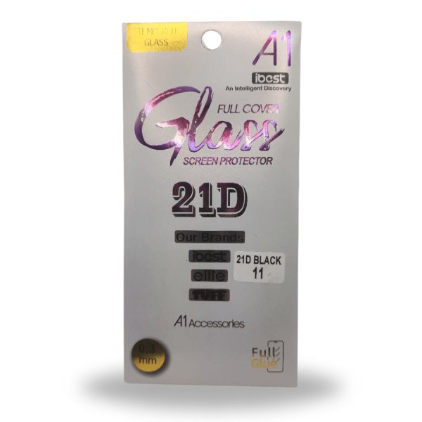 Tempered Glass - Full Cover 21D Screen Protector - Black