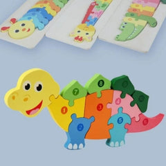 Wooden Puzzle Dino With Large Locking Blocks