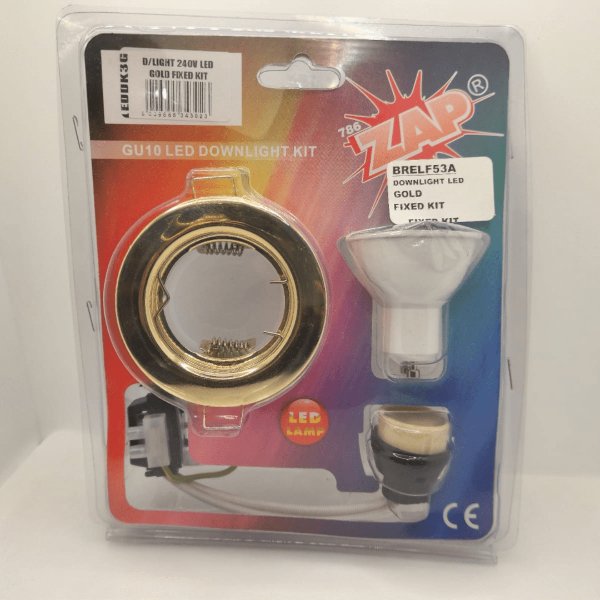 Zap GU10 Fixed Led Downlight Kit - Gold