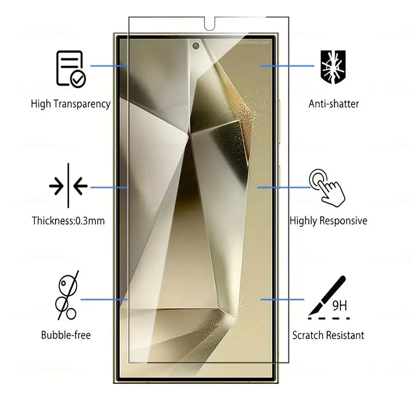 High Strength Glossy Tempered Glass Screen Protector for Samsung Galaxy S24 Ultra