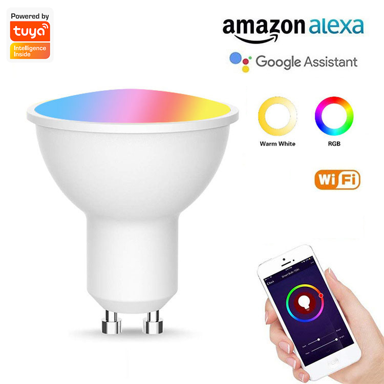 WIFI 5W GU10 RGB CCT LED Downlight Light Bulb 2700K to 6500K RGB