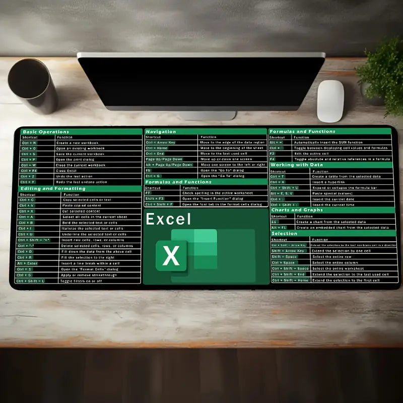 Excel Keyboard Shortcuts Design Mouse Pad