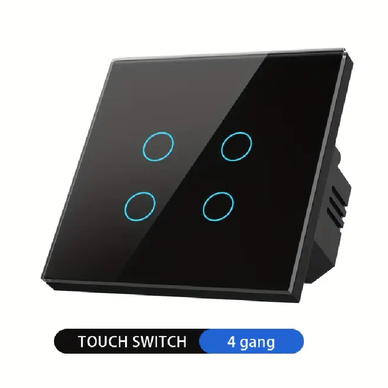 Black Glass Panel LED Smart Wi-Fi On/Off Touch Light Switches