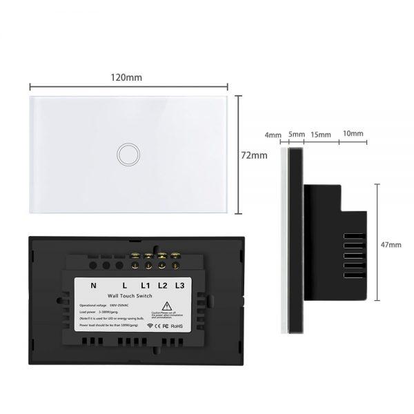 Black Glass Panel LED Smart Wi-Fi On/Off Touch Light Switches