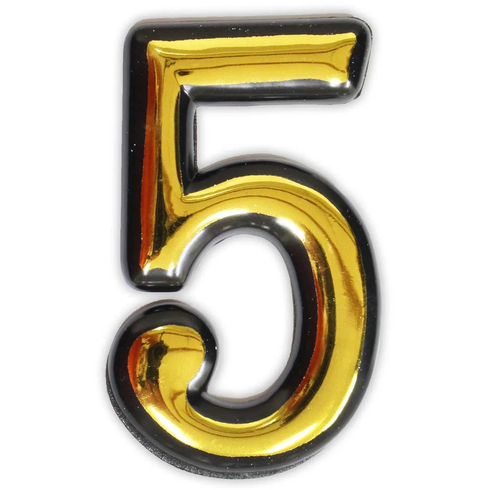 4 Inch Gold-Painted, Self Adhesive Plastic Numbers