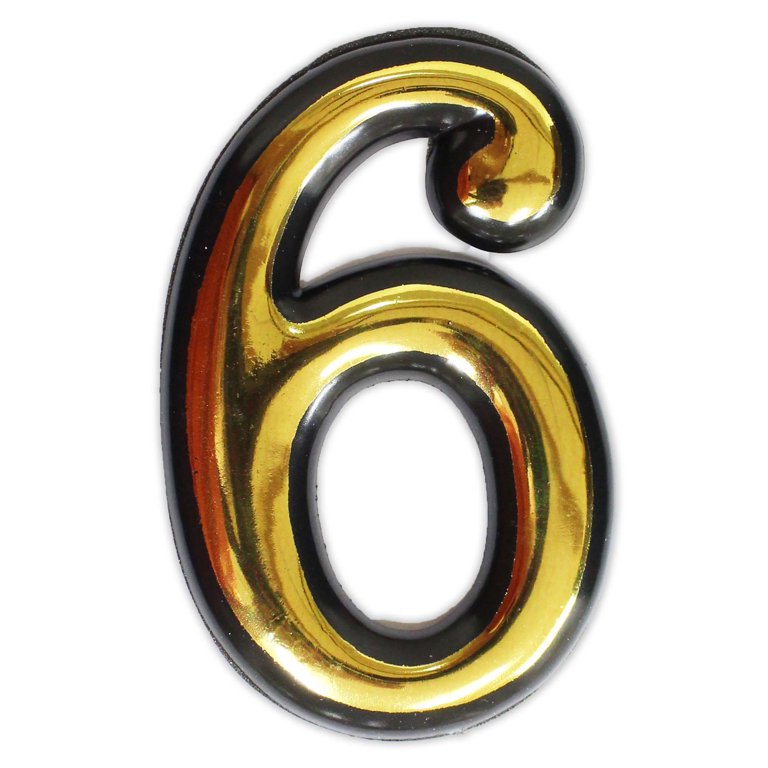 4 Inch Gold-Painted, Self Adhesive Plastic Numbers