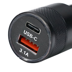 Car Charger Black USB Type-C And USB A