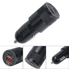 Car Charger Black USB Type-C And USB A