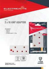 Electricmate2 x 16Amp Adaptor Twin socket - OpenBox