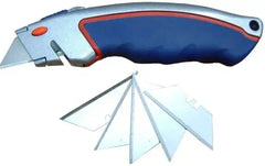 Utility Knife with 5Pcs Blade Rubber Grip