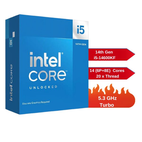Intel Core i5-14600KF 14-Core 5.30GHz Raptor Lake-S Socket LGA1700 Desktop CPU