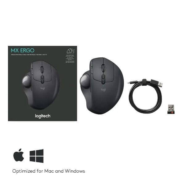 Logitech MX Ergo Trackball Wireless Bluetooth Mouse - Black