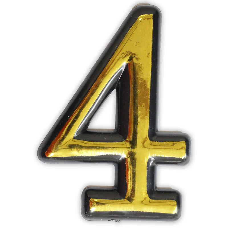 4 Inch Gold-Painted, Self Adhesive Plastic Numbers