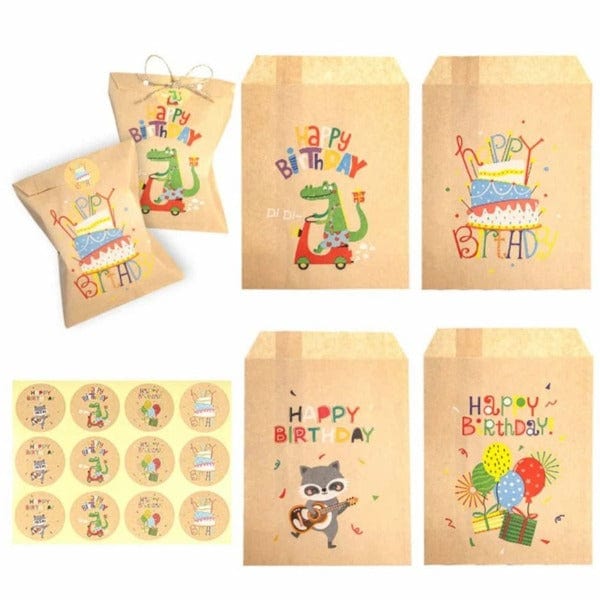 24pcs Cartoon Graphic Gift Bag & Sticker Set