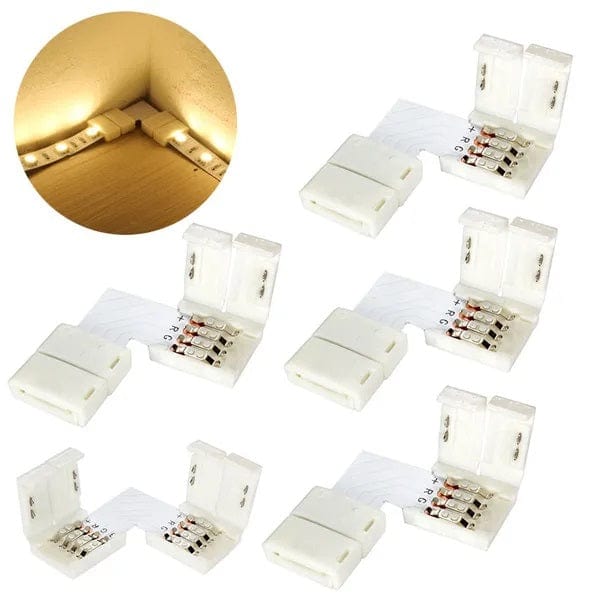 4-Pin 10mm L Shape 90 Degree Corner Connectors for RGB LED Strip