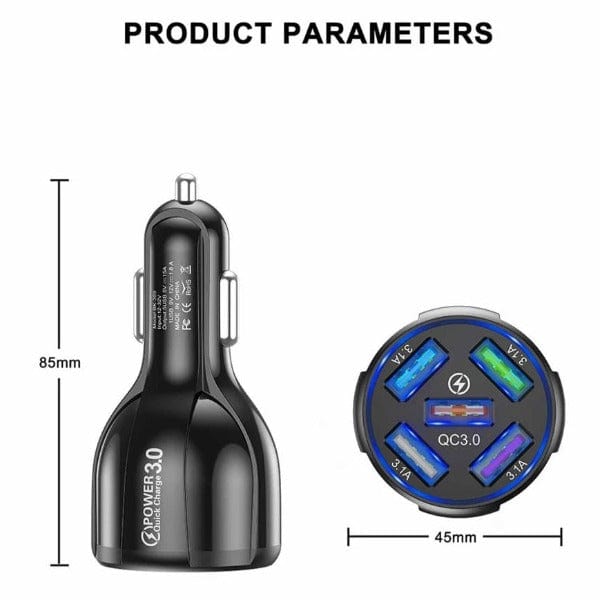 5 Port USB Car Fast Charger