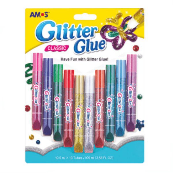 Amos Glitter Glue Classic 10.5ml Tube Pack of 10