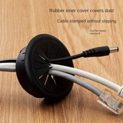 Computer Desk Cable Hole Cover With Decorative Ring White