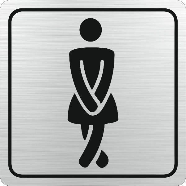 Ladies Toilet Symbolic Sign - Black Printed on Brushed Aluminum ACP (150 x 150mm)