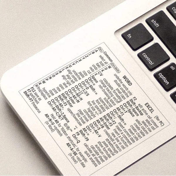 Laptop Protective Sticker - Keyboard Shortcut Sticker