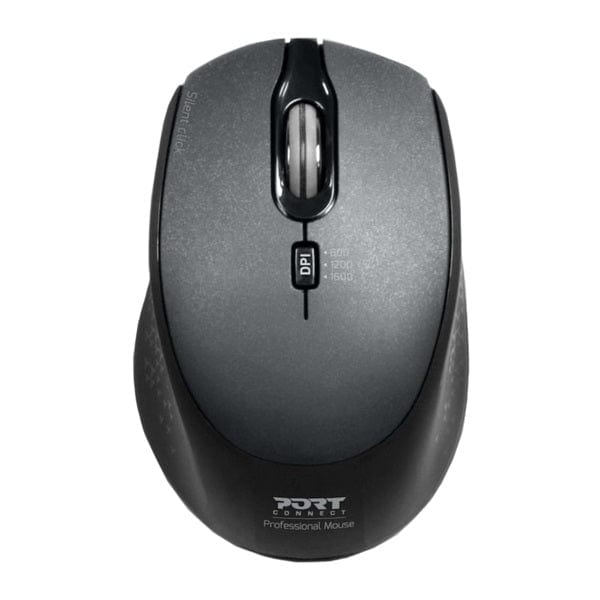 Port Connect Professional Wireless Silent 1600DPI 3 Button USB and Type-C Dongle Mouse – Black