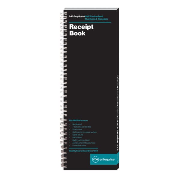 RBE A4 Spiral Receipt Book Duplicate