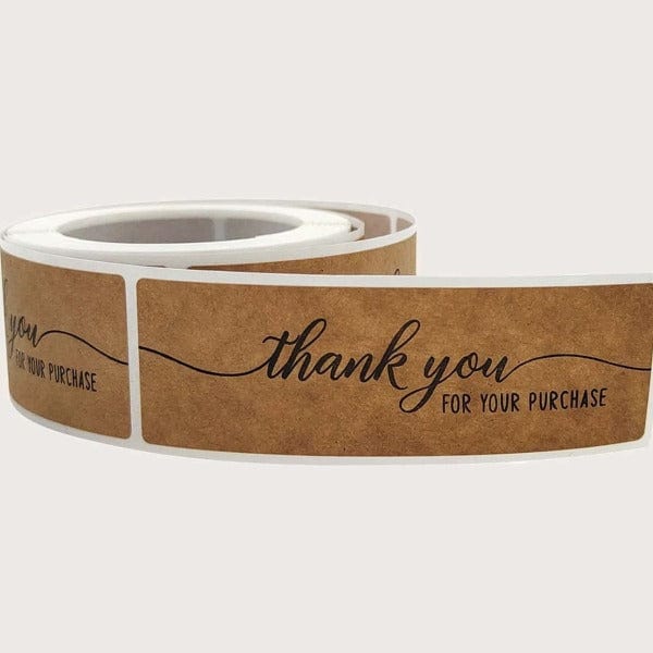 Thank You Graphic Sticker Roll - Khaki