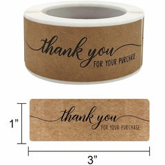 Thank You Graphic Sticker Roll - Khaki