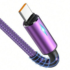 Type C Cable Purple Braided 120W Fast Charging Cable 1.2m
