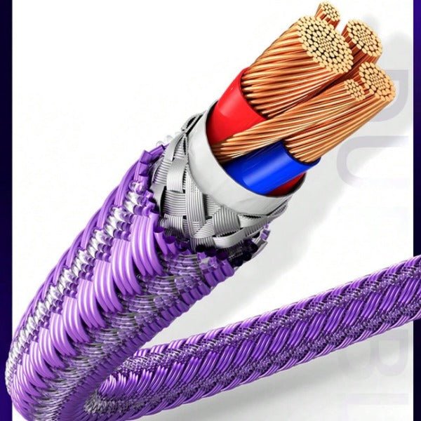 Type C Cable Purple Braided 120W Fast Charging Cable 1.2m