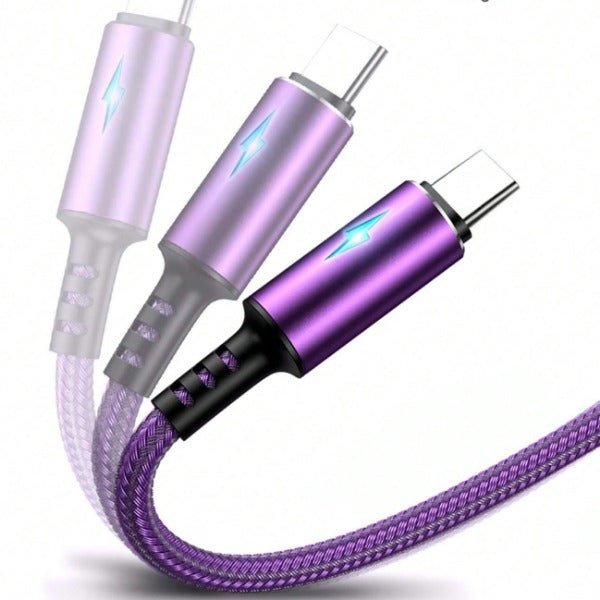 Type C Cable Purple Braided 120W Fast Charging Cable 1.2m