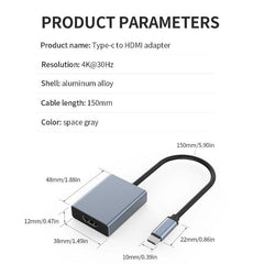 USB C to HDMI Adapter, 4K USB Type-C to HDMI Female Adapter