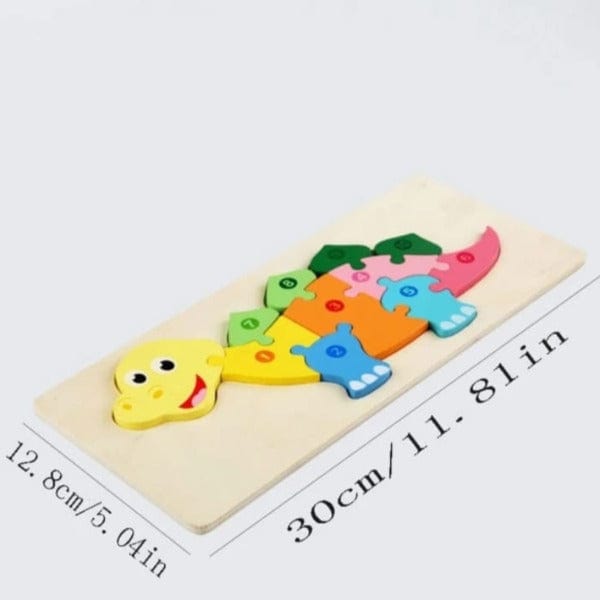 Wooden Puzzle Dino With Large Locking Blocks