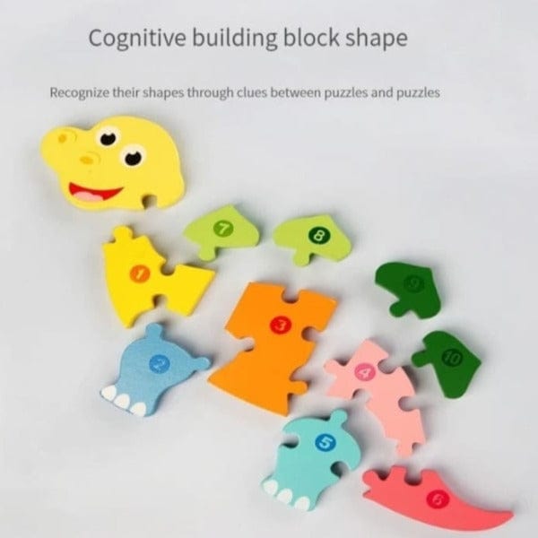 Wooden Puzzle Dino With Large Locking Blocks